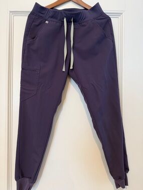 Figs Zamora Jogger Scrub Pants - Purple with Gray Drawstring